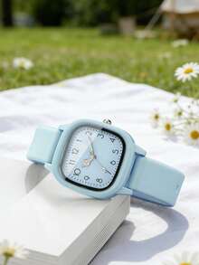 1 Set/1pc Women's 3-Color Square Dial Silicone Quartz Watch Set - Versatile Casual Accessory & Birthday Gift - Multicolor - View 3