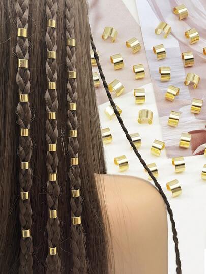 50pcs Alloy Braiding Mixed Set, Simple Style Hair Dreadlock Accessory Braid, Hair Rings Cuffs Clips For Dreadlock Accessory Jewelry Decorations