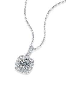 Mặt dây chuyền bạc S925 đính đá Moissanite lấp lánh 2 carat, thích hợp làm quà tặng cho kỳ nghỉ, đám cưới, lễ tốt nghiệp, tiệc tùng. - Bạc - Xem 6