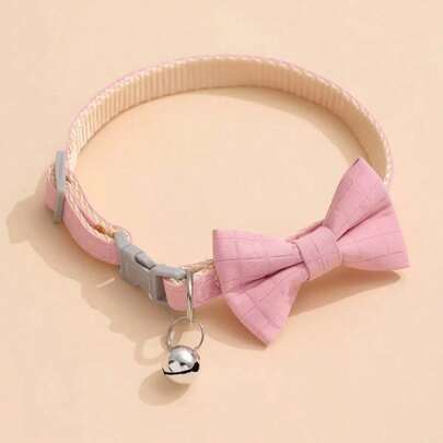 Cute Dog Collar With Bow Tie & Bell Pendant, Adjustable Soft Sweet Bow Print Pet Collar, Suitable For Small/Medium/Large Dogs