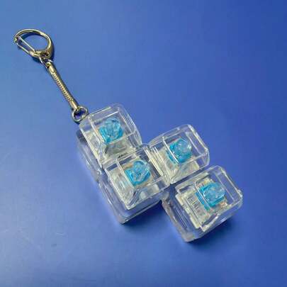 1pc Plus Size Stress Relief Hanging Accessory, 4-Key Transparent Mechanical Keyboard Air Vent Button Pendant, Small Gift For Friends On Holidays And Parties