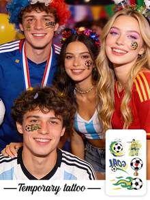 This Football-Themed Temporary Temporary Tattoo Comes In Various Designs And Can Be Used Individually Or In Combination To Create Different Game-Watching Looks. It's Waterproof, Sweatproof, Washable, And Has No Reflective Properties. Suitable For Fashion-Conscious Individuals, It Lasts For 3 To 5 Days. - Multicolor - View 1