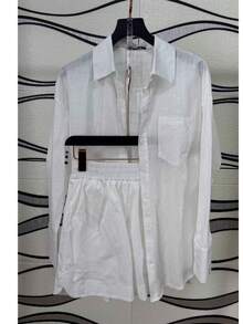 Linen Shirt And Shorts Set (2 Pieces) - Branco Elastico - View 1
