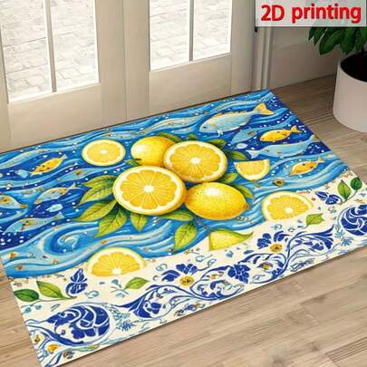 1 adet Limon Desenli Mutfak Paspası, Polyester Su Tahliye Paspası, Yer Paspası, Kapı Paspası, Mutfak, Oturma Odası, Giriş, Balkon, Ev Dekorasyonu, Leke Tutmaz, Kafe, Bar, Tatil, Parti, Yatak Odası, Evcil Hayvan Paspası, Banyo Dekorasyonu, Oda Dekorasyonu için Uygundur