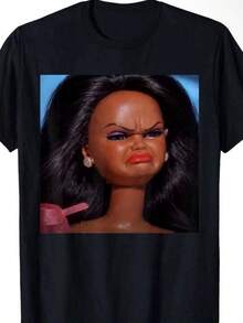 Angry Doll Meme T-Shirt, Sassy Reaction Graphic Tee,  Humor Shirt - Black - View 1