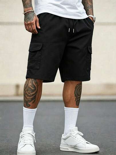 1 pieza Pantalones cortos cargo casuales para hombres, para uso al aire libre, entrenamiento, trotar, fitness, calle, entrenamiento deportivo, correr, uso diario, pantalones deportivos de verano de ajuste holgado y versátil, shorts bermudas para ir y venir, estilo hip hop