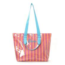 Bolso Tote a Rayas de Gran Capacidad Personalizado para Niña, Bolso de Hombro Casual de Moda con Cremallera y Bolsillo Interior, Bolso de Viaje y Playa, Bolso de Uso Diario - Multicolor - Ver 15