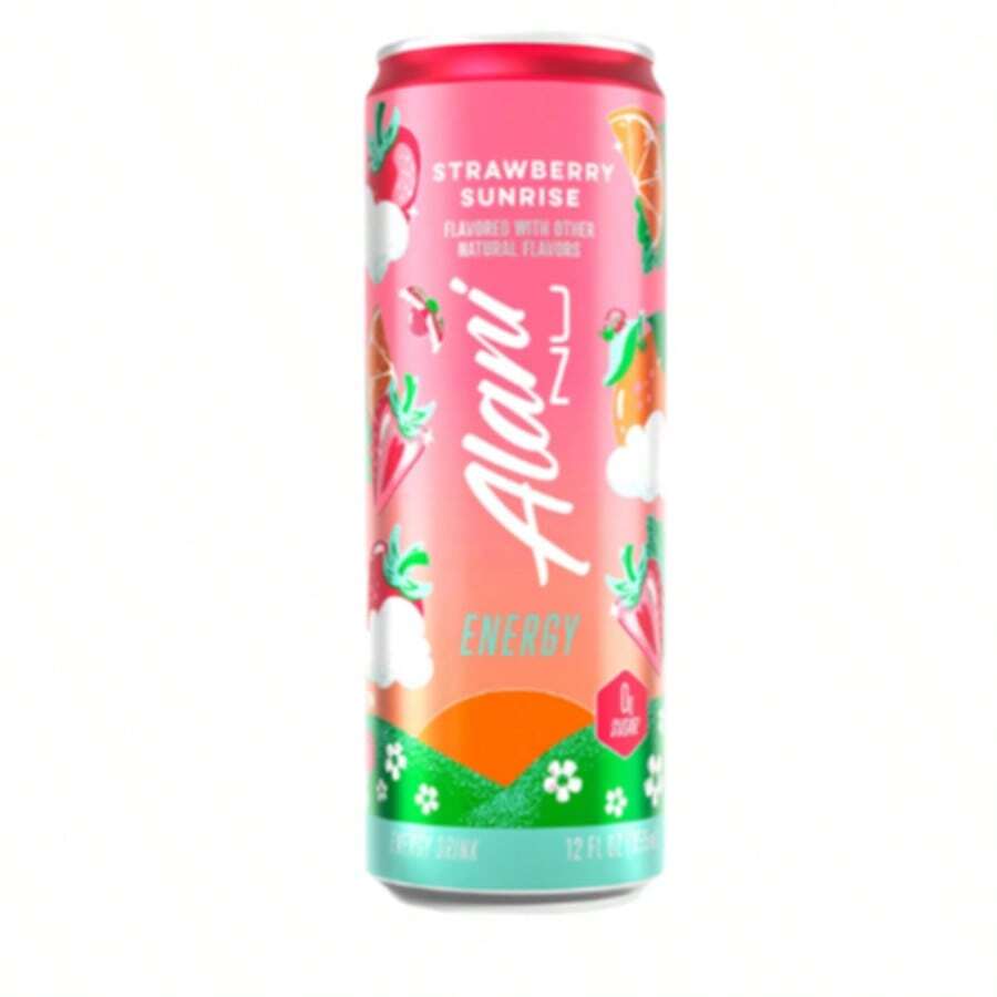 Alani Nu Strawberry Sunrise Energy Drink Fruity Flavor Low Calorie Refreshing Boost Beverage - Strawberry - View 1