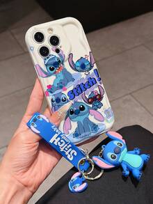 Disney Has Authorized, Phone Case - Chain Set, The Stitch Lilo & Stitch Phone Case Plus A Silicone 3D Or Fluffy Style Stitch Bracelet With Metallic Ring Removable Bracelet, Stitch And Angel Pattern, Compatible With Iphone 17/16/15/14/13/12/11/XS/XR/X Plus Pro Max, Wavy Design Phone Case For Girl, A Stylish Cartoon Summer Phone Case, The Perfect Gift Choice, Phone Protection, Durable Phone Cover, Great Gift For Friends And Family - Màu trắng kiểu A - Xem 2