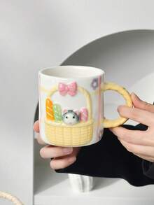 1 pièce Tasse à café en céramique avec motif de nœud en relief, tasse à café élégante, tasse pour latte art, tasse pour petit-déjeuner, lait, avoine, tasse d'eau de bureau, tasse à thé de l'après-midi, tasse à boisson, cadeau pour les fêtes/la Saint-Valentin - Multicolore - Voir 10