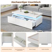 95*45*35cm Coffee Table / Modern Minimalist Table / Coffee Table With 2 Drawers / High-Gloss Sofa Table / Load Capacity 50 Kg / Suitable For Living Rooms, Offices And Apartments - White - View 3