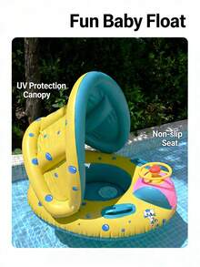 1PC Inflatable Swimming Ring With Adjustable Sun Shade Pool Float, Inflatable Swimming Floats Safety Seat - Multicolor - View 7