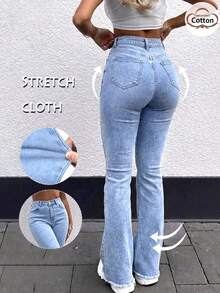 Quần jeans nâng mông nữ, quần skinny co giãn cao giúp kiểm soát vòng bụng, quần dài thời trang thanh lịch, phù hợp cho hẹn hò, đi làm, mua sắm mùa xuân. - Rửa nhẹ - Xem 2