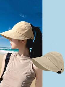 1pc Oversized Breathable Sun Hat, Suitable For Hanging Masks, UV Protection, Quick-Drying Bucket Hat - A - View 3