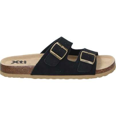 XTI | Sandálias Rasteiras Masculinas XTI – Sandália sem Calcanhar na Cor Preta – Sandália Biológica Slip-On – Sandália de Verão com Fecho de Fivela – Confortável e Versátil – Fácil de Combinar – Modelo 145723