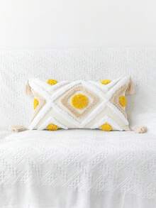 1 chiếc vỏ gối trang trí bằng nhung kiểu Bohemian, hình vuông, phong cách Ma-rốc, dùng cho ghế sofa, phòng ngủ. - Màu vàng - Xem 18