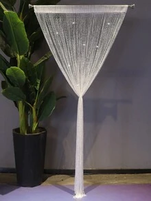 1pc Korean Style Silver Wire Curtain, Wedding Ceremony Decoration, Tassel Partition Curtain For Home, Living Room, Entrance - 1PC - View 5