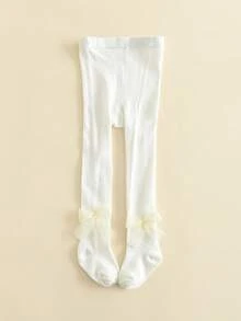 1件装女童紧身打底裤，蝴蝶镂空设计，透气，休闲校园风，舒适优雅 - 彩色 - 查看 26