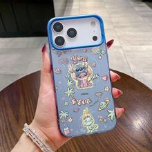 迪士尼手機殼，卡通史迪奇安琪情侶高顏值，適用於iphone17pro、12pro、14promax、16promax、ip17、16plus、15promax、、ip16、14plus、15pro、ip14、13promax、17air、12、11，可愛套防摔防摔防殼殼 - 藍色 - 查看 1