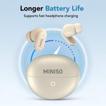 Auriculares inalámbricos MINISO MS122, sonido envolvente de alta definición, reducción de ruido en llamadas, baja latencia, compatibles con múltiples dispositivos, control táctil y carga rápida, compactos y portátiles. - Ver 3
