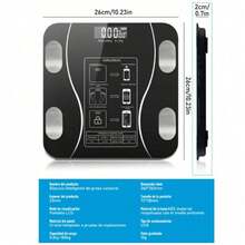 Bascula Digital Inteligente Con App Control Peso y Carga USB Báscula de peso inteligente multifuncional - Negro - Ver 3