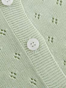 [Spring/Summer Bestseller] Baby Knit Cardigan, Baby Girl Air-Conditioned Sweater Set, Fresh & Sweet Hollow-Out Jacquard, Baby Girl Round Neck Single-Breasted Cardigan, Breathable Mesh Details, 0-3 Years Old Infant & Toddler Knit Top, Versatile For Air-Conditioned Rooms And Outdoor Wear - Mint Green - View 8
