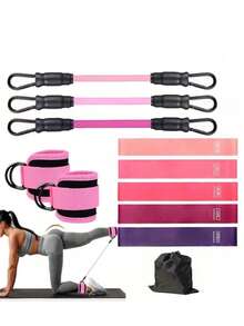 11pcs Hip Resistance Bands Set, Ankle Straps, Glute And Leg Pull Rope, Body Shaping And Slimming, Cable Machine, Hip Lifting Ankle Elastic Band Training Set - Multicolor - View 6