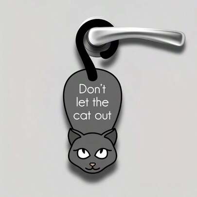 שלט עץ דו-ממדי, שטוח ומצחיק "אל תתנו לחתול לצאת" - עיצוב דלת כניסה מודרנית דמוית עץ עם דוגמת חתול חמודה, ללא סוללות, מתאים לשימוש פנימי וחיצוני