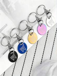 5/1 pieza Llavero de ficha para carrito de compras de supermercado de acero inoxidable, con anillo de llave para desbloquear carrito de compras, accesorio de llavero - Multicolor - Ver 3
