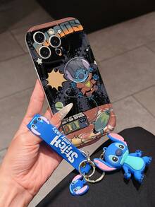 Disney Has Authorized, Phone Case - Chain Set, The Stitch Lilo & Stitch Phone Case Plus A Silicone 3D Or Fluffy Style Stitch Bracelet With Metallic Ring Removable Bracelet, Stitch And Angel Pattern, Compatible With Iphone 17/16/15/14/13/12/11/XS/XR/X Plus Pro Max, Wavy Design Phone Case For Girl, A Stylish Cartoon Summer Phone Case, The Perfect Gift Choice, Phone Protection, Durable Phone Cover, Great Gift For Friends And Family - 白色款式A - 查看 2