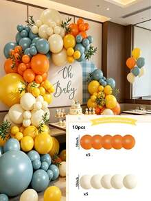117pcs Boho Sunshine Balloon Arch Kit, Here Comes The Son Balloon Arch Garland, Dusty Blue, Burnt Orange, Yellow & Ivory White, Orange And Blue Balloons, Sun Balloon, Fall Thanksgiving Autumn Harvest Birthday - View 11