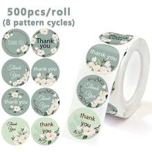 500pcs/Roll Floral Thank You Stickers, White Flower Labels For Wedding, Celebration, Gifts, Packaging, Baking, Desserts, Free Smiling Face Stickers - View 10