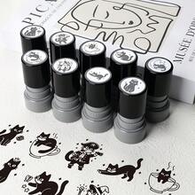 一套可爱卡通黑猫图案感光印章,适用于剪贴簿、笔记、DIY手工制作 - 貓咪 - 查看 2