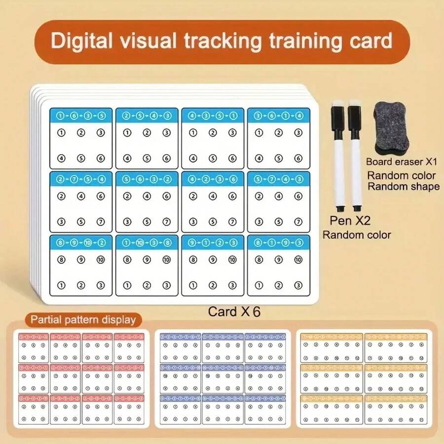12-Page A4 Reusable Erasable Pen Training Cards, Visual Tracking And Concentration Exercises To Improve Children's Memory QUI3 - Digital Visual - View 1