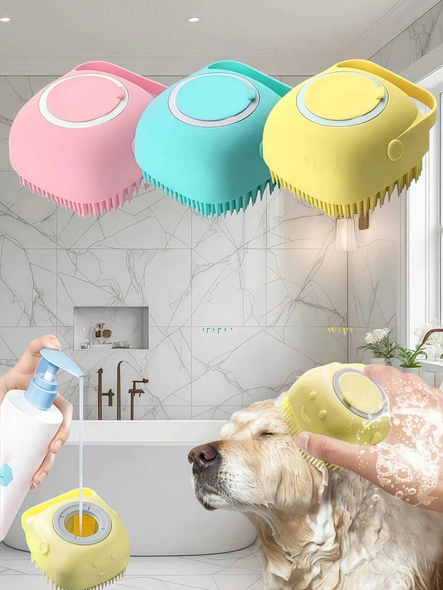 1 đôi găng tay tắm cho thú cưng bằng silicon mềm có hạt massage, bàn chải chải lông cho chó và mèo, dụng cụ vệ sinh nhà tắm cho thú cưng. - Nhiều màu - Xem 1