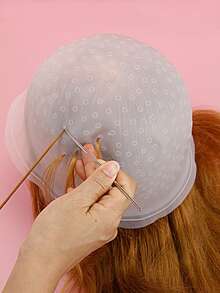 1 Buah Topi Highlight Silikon yang Dapat Digunakan Kembali untuk Pewarnaan Rambut, Pengait Logam, Balayage DIY & Highlight Terkena Sinar Matahari, Warna Rambut Musim Gugur & Persiapan Halloween - MultiWarna - View 11