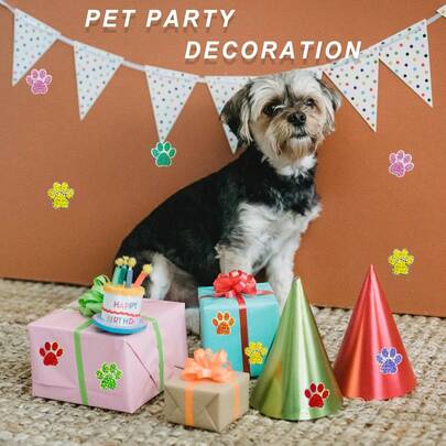 500pcs Black Glitter Paw Print Stickers - Shiny Laser Cut Pet Reward Labels, Suitable For Teachers, Gift Decorations, Stationery - Paper Material