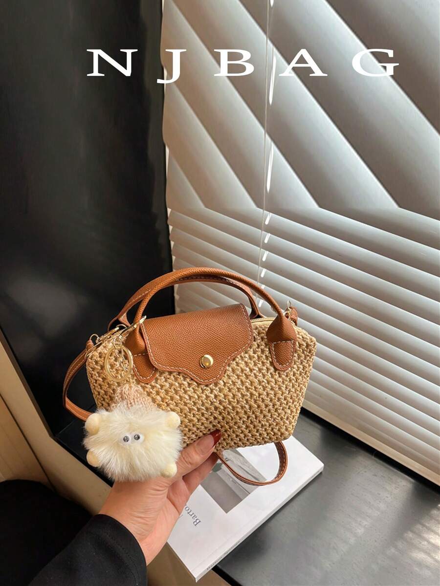 1個迷你時尚手提包小方包，百搭女款單肩斜背包，純色迷你錢包，可裝手機、硬幣、口紅，適合日常使用與通勤