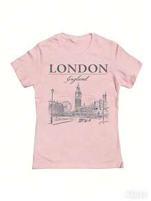 Social Collective London Tm Graphic Cotton Ladies Fitted-Shirt100% Comfortable Cotton Unisex Comfortable Retro Cotton T-Shirt-K91 - 粉色 - 查看 11