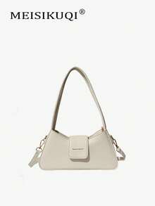 2026 New Cream White Litchi Grain Underarm Bag, Minimalist Elegant One Shoulder Crossbody Bag, Versatile For Spring/Summer, Commute, Daily, Date, Work - White - View 2