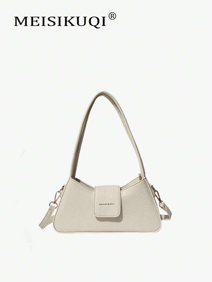 2026 New Cream White Litchi Grain Underarm Bag, Minimalist Elegant One Shoulder Crossbody Bag, Versatile For Spring/Summer, Commute, Daily, Date, Work