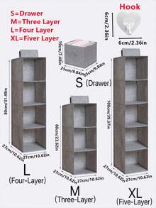 Foldable Hanging Wardrobe Storage Rack - Space-Saving Bedroom Storage Solution For Closets, Wardrobes And Cabinets, With Multi-Layer Non-Woven Hanging Bags With Drawers For Storing Shoes, Clothes And Kitchen Items, Gray Linen Pattern Home Decor, Room Decor And Autumn Decor, Multipurpose Hanging Organizer - Grey - View 3