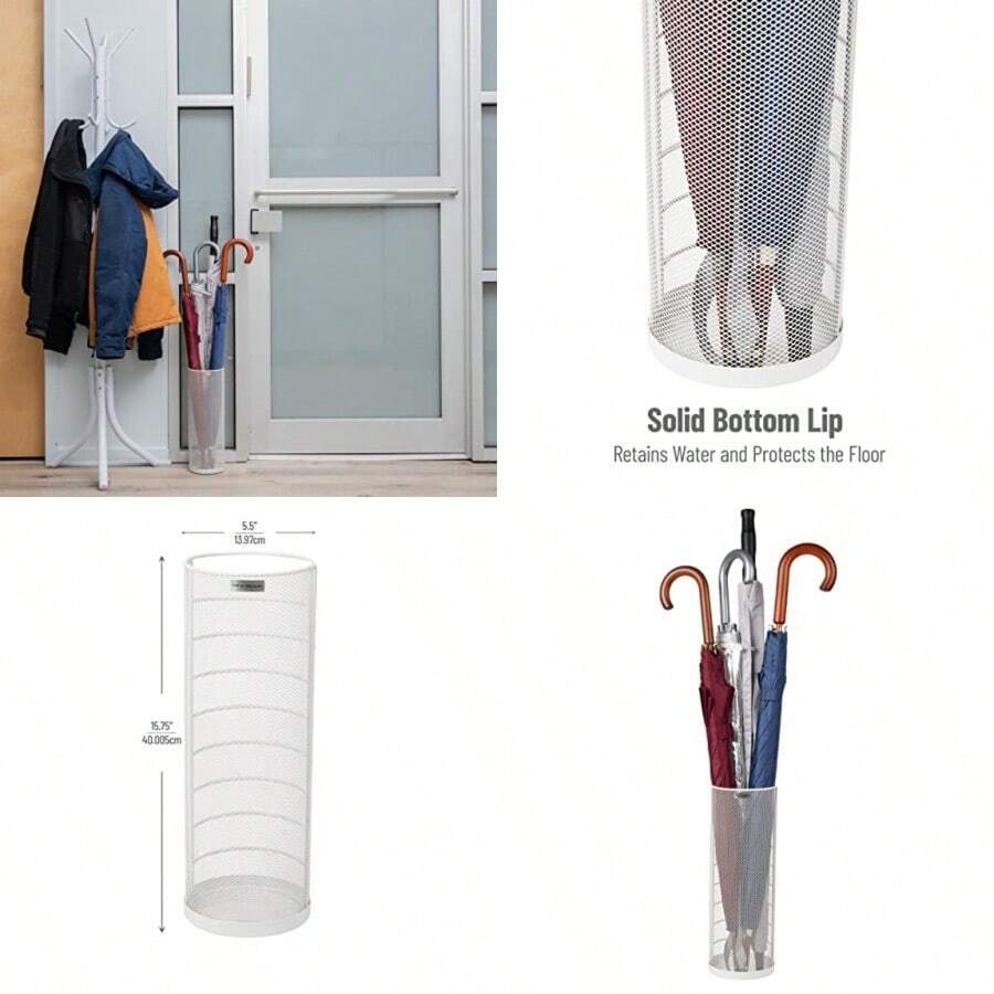 Mind Reader UMBHWIRE-Wht Mini Umbrella Stand Rack Holder White - Blanco - Ver 1