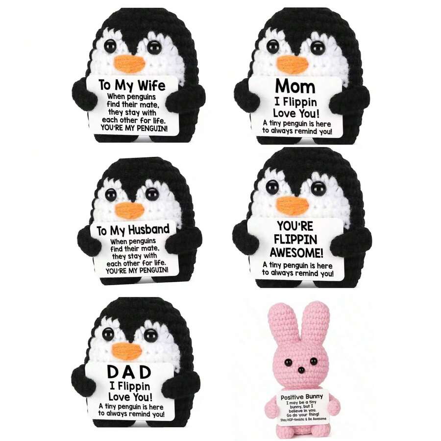1pc Knitted Doll -1pc Open-Legged Penguin -DAD Card -1pc Open-Legged Penguin -YOU'RE Card /1pc Open-Legged Penguin -MOM Card/Send Girlfriends To Send Brothers To Send Family To Send Friends To Send Colleagues To Express Gratitude And Blessings For Birthday Holidays. Send Friends To Send Elders To Send Leaders To Send Customers To Send Gifts Suitable For Holiday Birthdays And Anniversaries. - Multicolor - View 1
