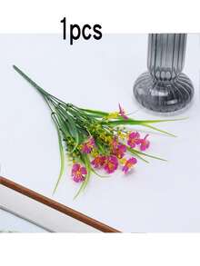 1/10 Peças Flores Artificiais Coloridas, Arbustos Verdes Falsos de Plástico Resistentes a UV, Adequados para Jardim Interno/Externo de Casa, Varanda, Plantas em Vaso da Varanda, Ideal para Decoração de Primavera e Verão - Multicolorido - Visão 16