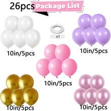 26/51PCS/Balloons Purple Pink White Gold Balloon 10inch Pastel Purple Pink Latex Balloons Lavender Lilac Balloon For Butterfly Birthday Princess Theme Party Decoration Bridal Baby Shower Bachelorette - Set - View 3