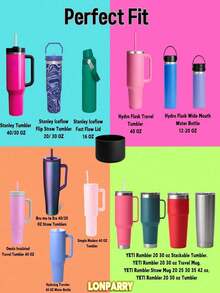 1/2/3pcs Silicone Protective Sleeve, Fits All Water Bottles With Bottom Width 2.83-2.95 Inches, Suitable For 12oz And 24oz Bottles, 5/10/20pcs Cup Protector Sleeve, Suitable For Daily Life, Travel, Family Gatherings, Parties, Waterproof, Anti-Drop, Anti-Scratch, Great Gift For Women, Christmas Gift, Stocking Stuffer - Multicolor - View 7