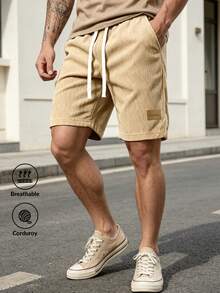 Men's Summer Casual Fashionable Shorts, Outdoor Simple Knee-Length Pants - Khaki - View 1