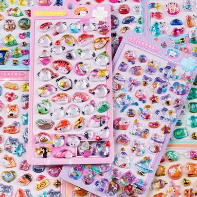 [2026 New] Colorful 3D Epoxy Resin Stickers - Cute Animal/Food Series - Includes Rabbit, Birds, Bears, Cats, Dogs And Other Adorable Animals - Waterproof, Reusable, Repositionable, Self-Adhesive, High-Quality Resin