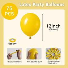 15/35/55/75 Stück verschiedene Größen 5/10/12/18 Zoll matte gelbe Latex Ballon Bogen Set, geeignet für Ostern, Bienen Baby Shower, Sonnenblume, Geburtstag, Abschlussfeier Dekoration - Gelb - Übersicht 9